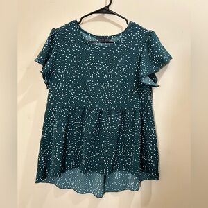 SHEIN Green Polka Dot Blouse